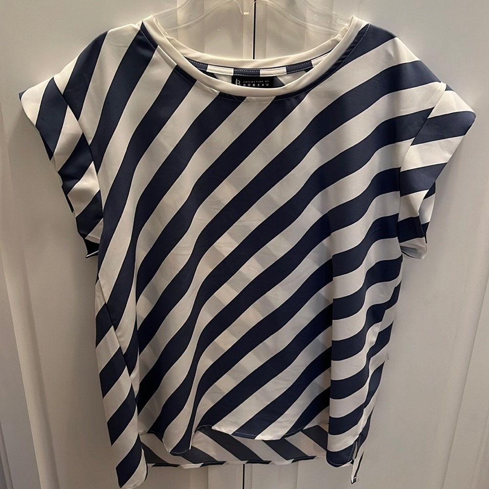 B Collection By Bobeau Striped Blouse Size M